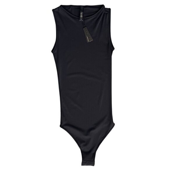 SKIMS Tops - Skims Black Jelly Sheer Crew Neck Bodysuit Sleeveless Bodysuit Size XXS